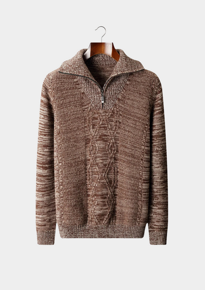 VogeLuxe | Pull en maille torsadée à col zippé pour homme 3