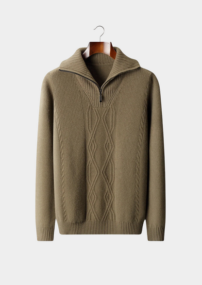 VogeLuxe | Pull en maille torsadée à col zippé pour homme 4