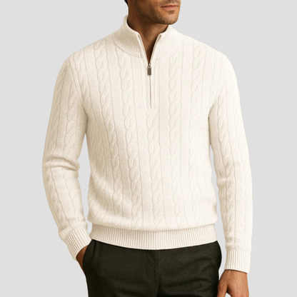 VogeLuxe | Pull en maille torsadée à col zippé pour homme 5