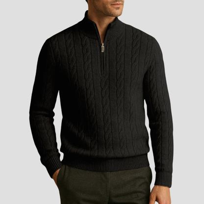 Pull en maille épaisse pour homme avec col zip