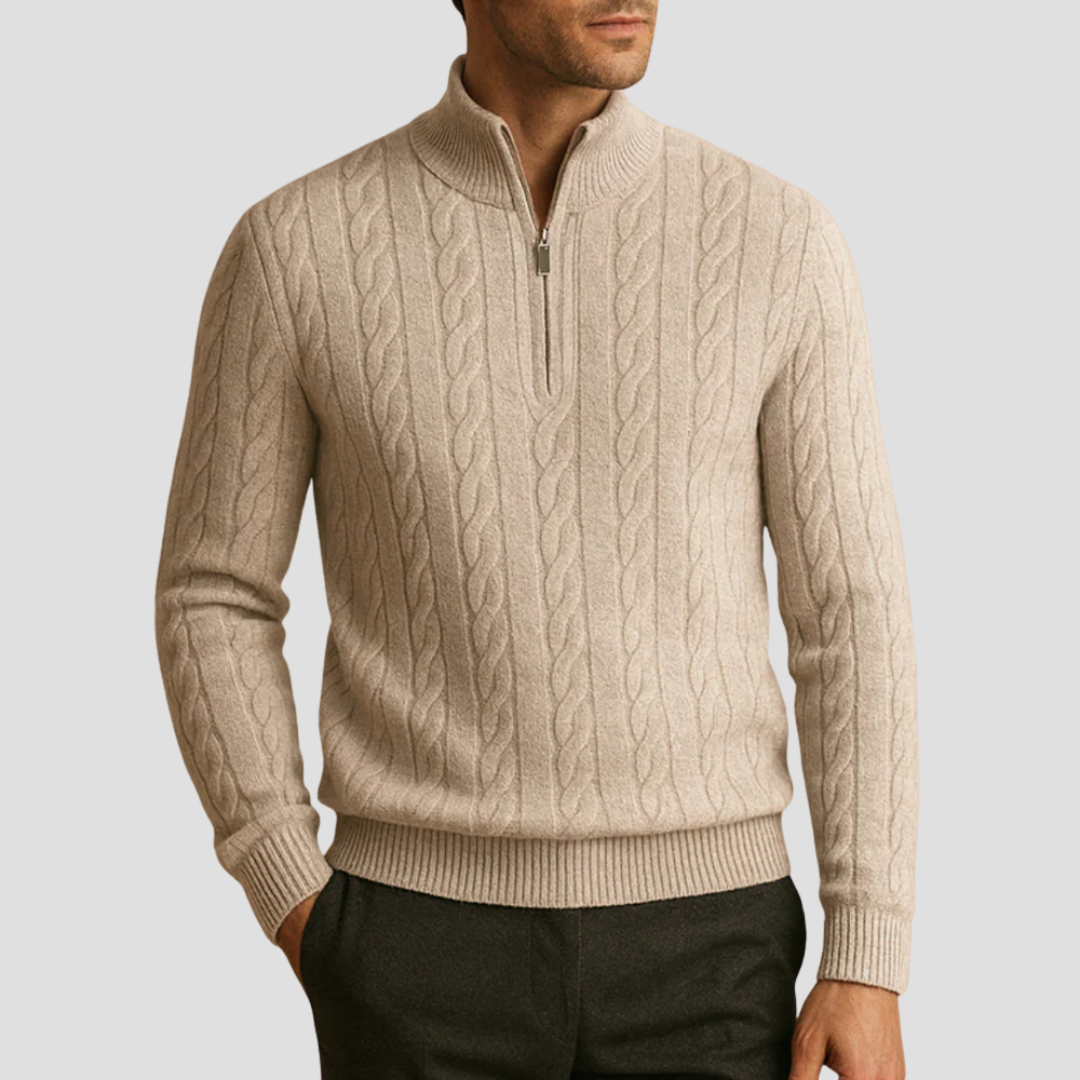 Pull en maille épaisse pour homme avec col zip