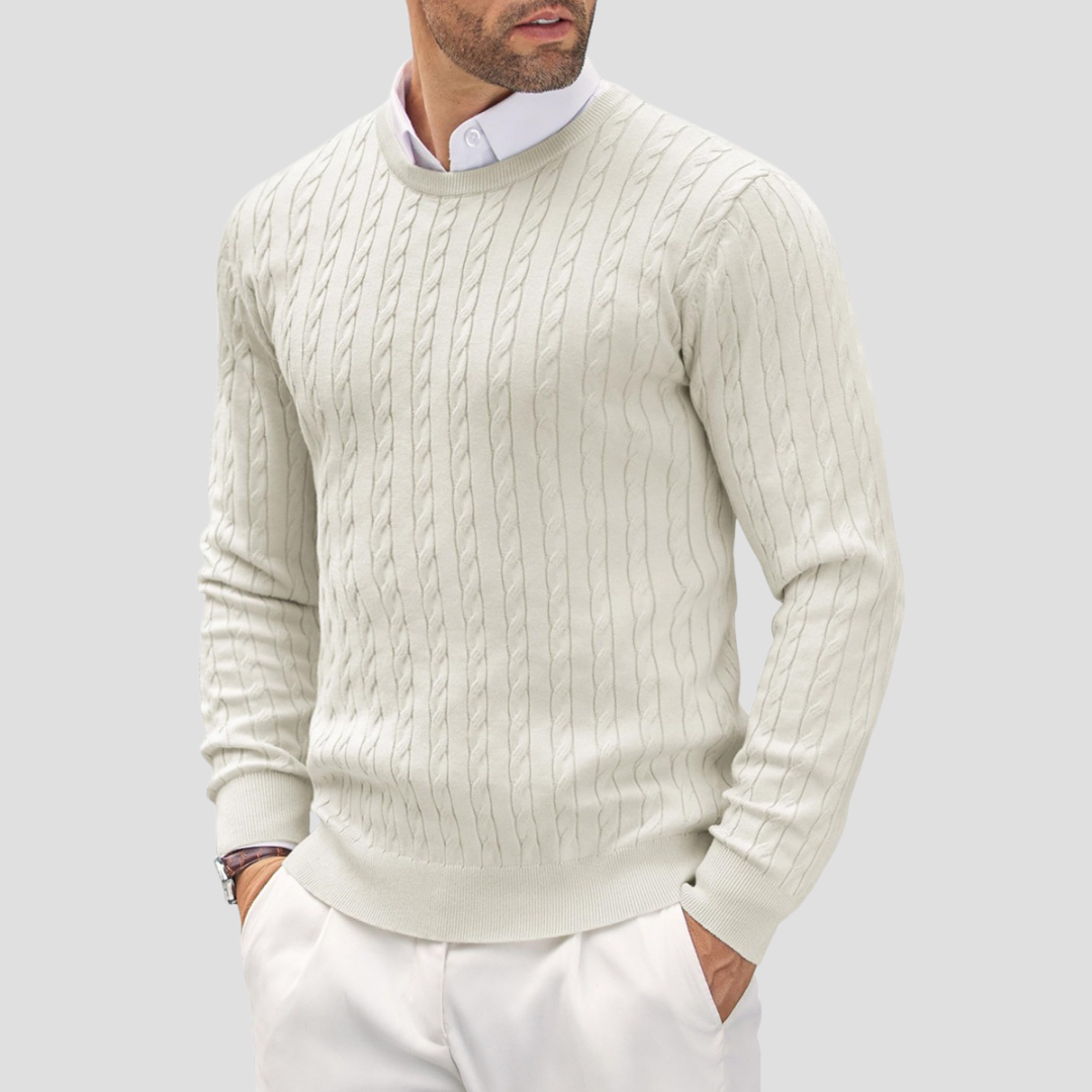 VogeLuxe | Pull en maille torsadée texturée pour homme 2