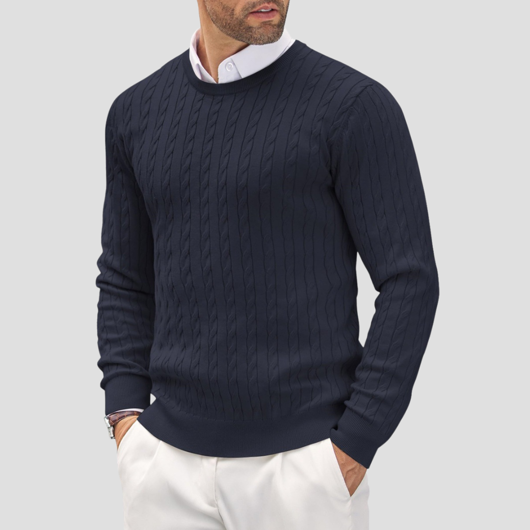 VogeLuxe | Pull en maille torsadée texturée pour homme 3