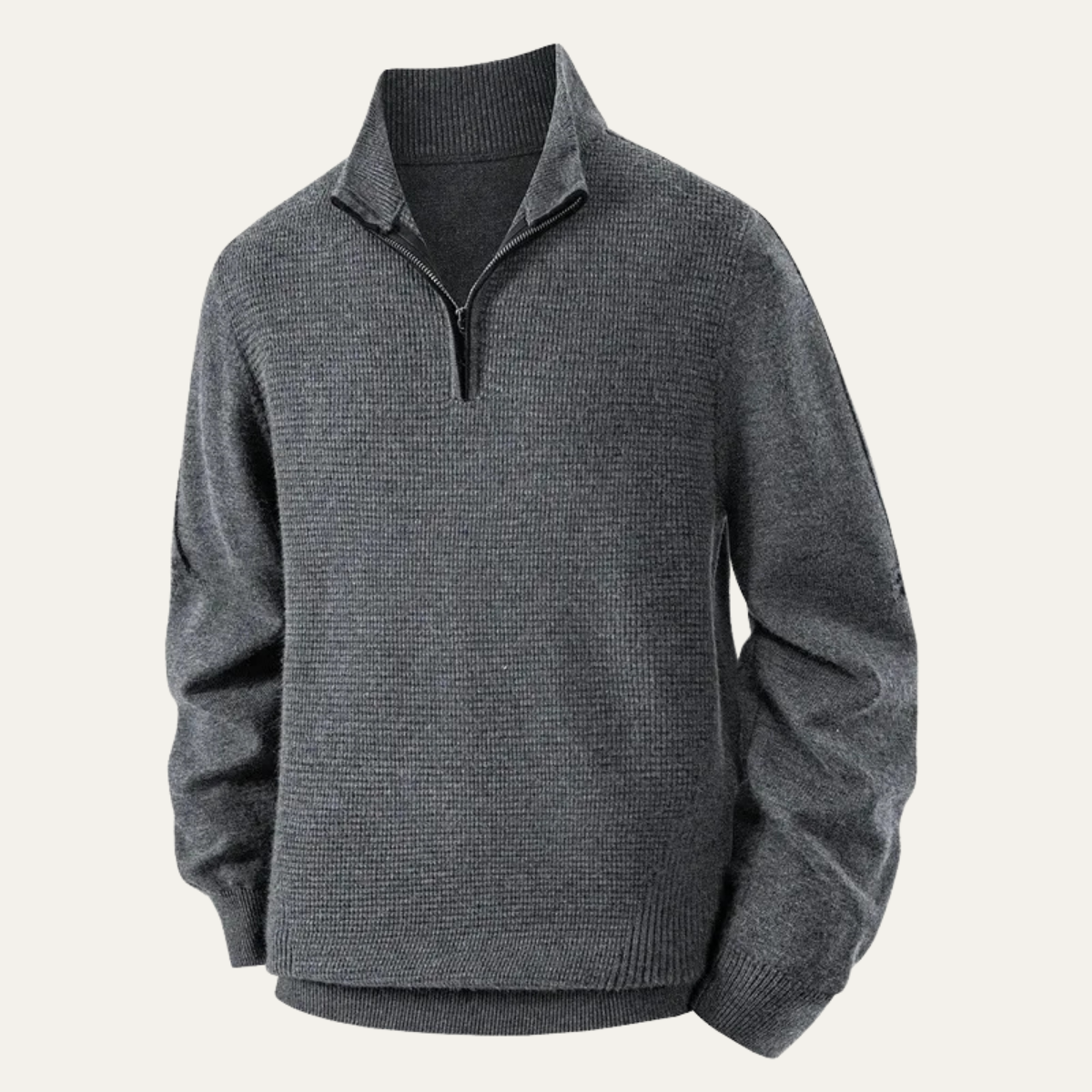 VogeLuxe | Pull en polaire texturée pour homme avec col zippé. 7