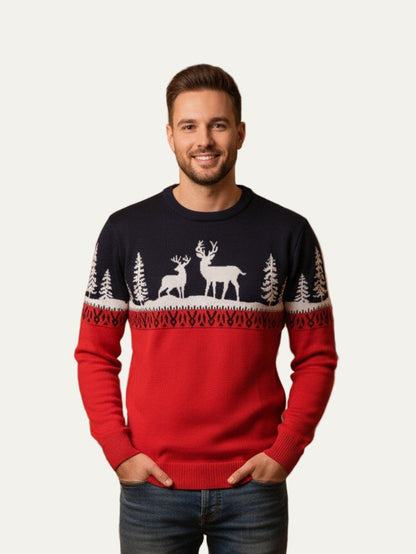 VogeLuxe | Pull homme Fair Isle à motifs de rennes et blocs de couleurs 0