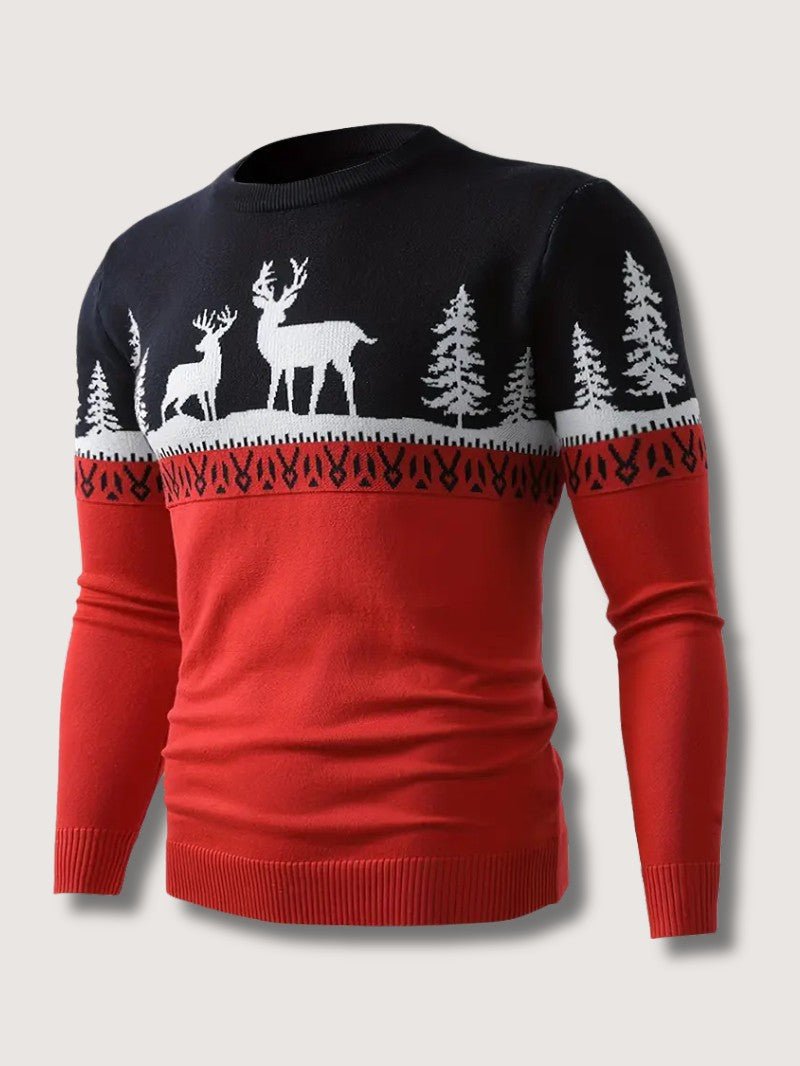 VogeLuxe | Pull homme Fair Isle à motifs de rennes et blocs de couleurs 2