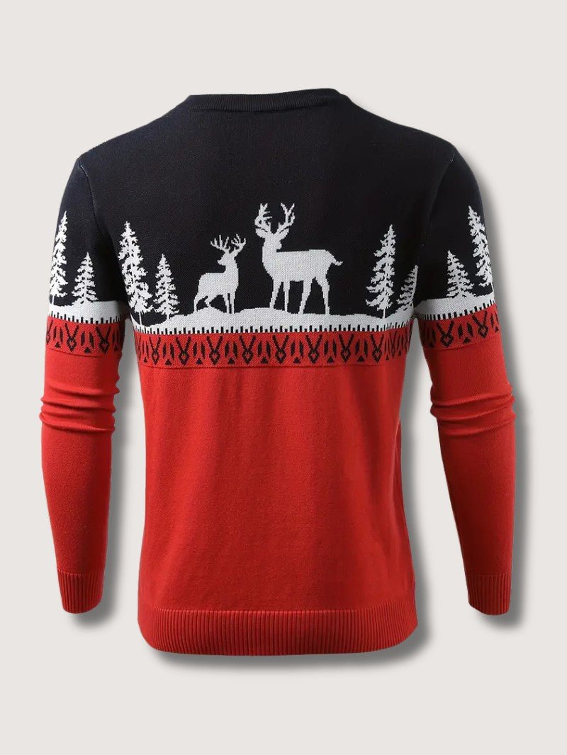VogeLuxe | Pull homme Fair Isle à motifs de rennes et blocs de couleurs 3