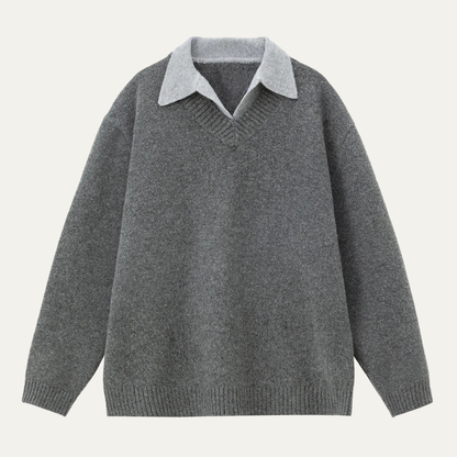 VogeLuxe | Pull homme à col en V et col superposé 0