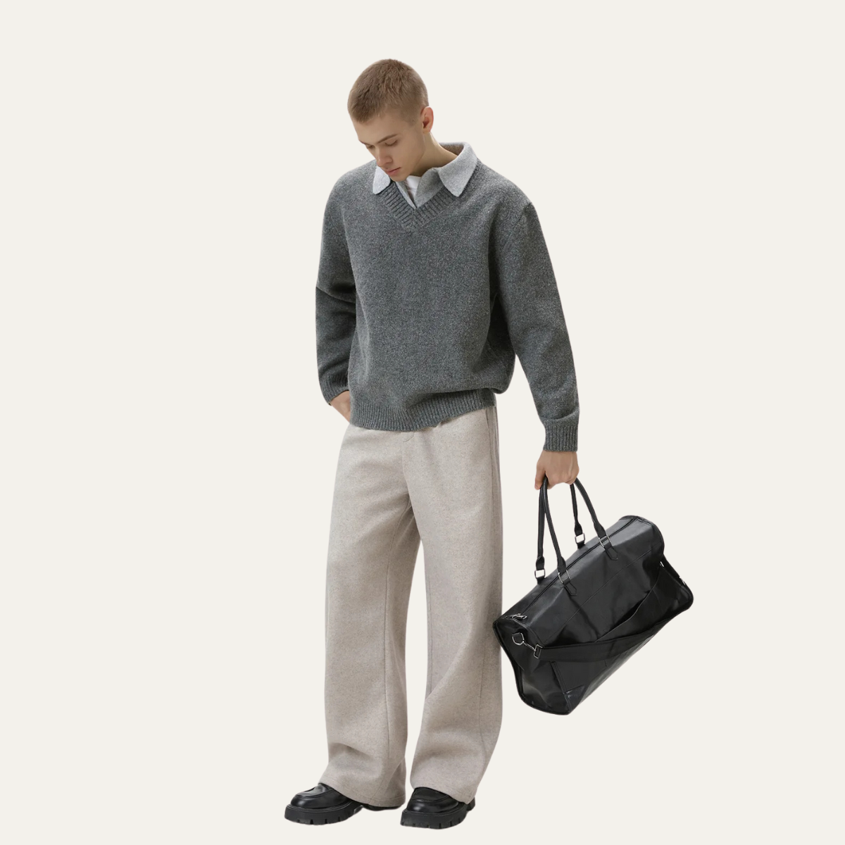 VogeLuxe | Pull homme à col en V et col superposé 5