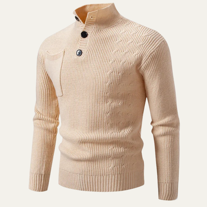 Pull Homme Col Montant Côtelé Élégant