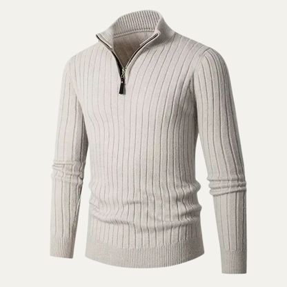 VogeLuxe | Pull homme à col montant zippé et coupe ajustée 0