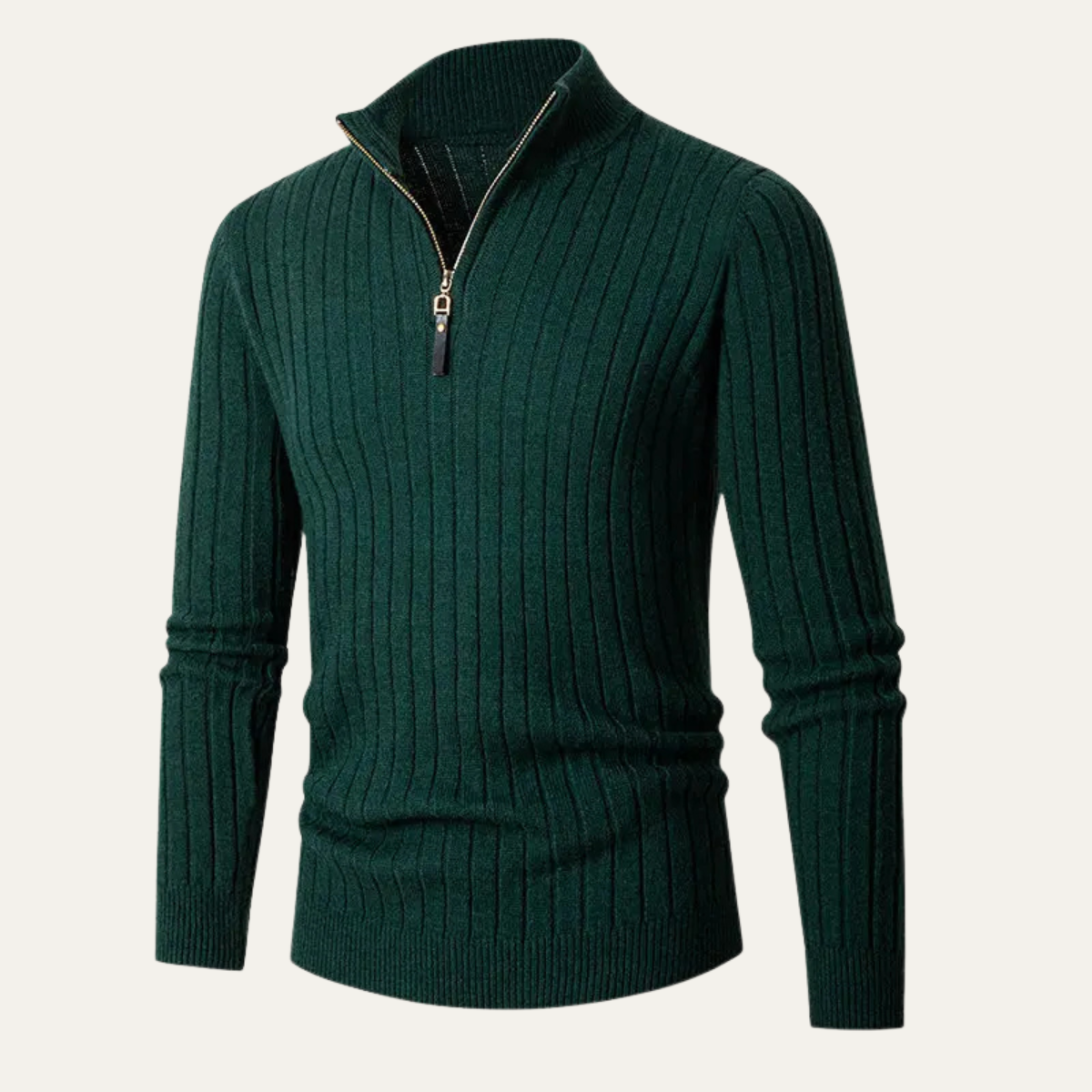 VogeLuxe | Pull homme à col montant zippé et coupe ajustée 11