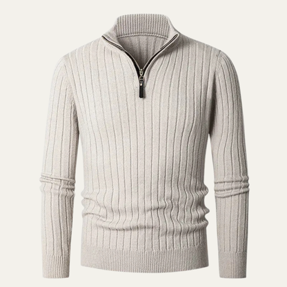 VogeLuxe | Pull homme à col montant zippé et coupe ajustée 2