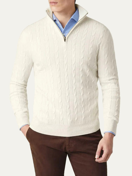VogeLuxe | Pull homme à col zippé en maille torsadée 0