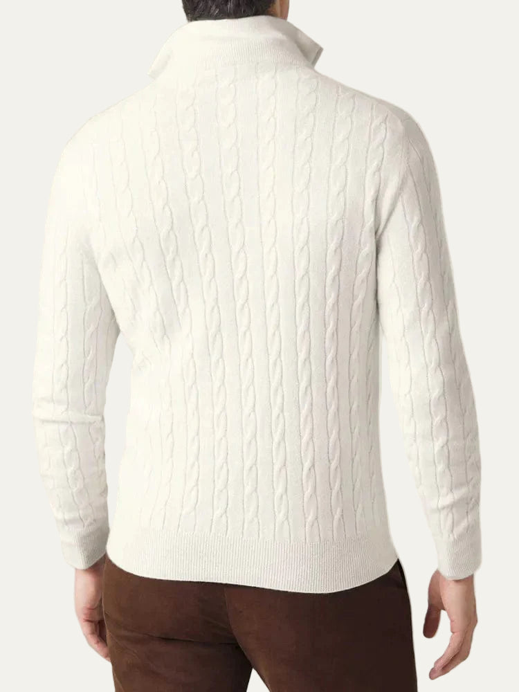 VogeLuxe | Pull homme à col zippé en maille torsadée 2