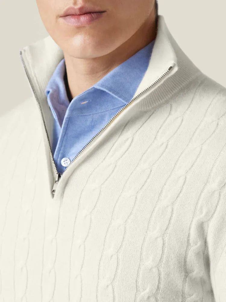 VogeLuxe | Pull homme à col zippé en maille torsadée 3