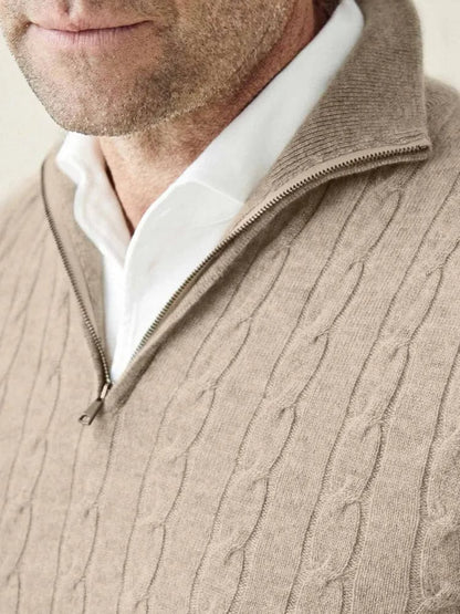 VogeLuxe | Pull homme à col zippé en maille torsadée 7