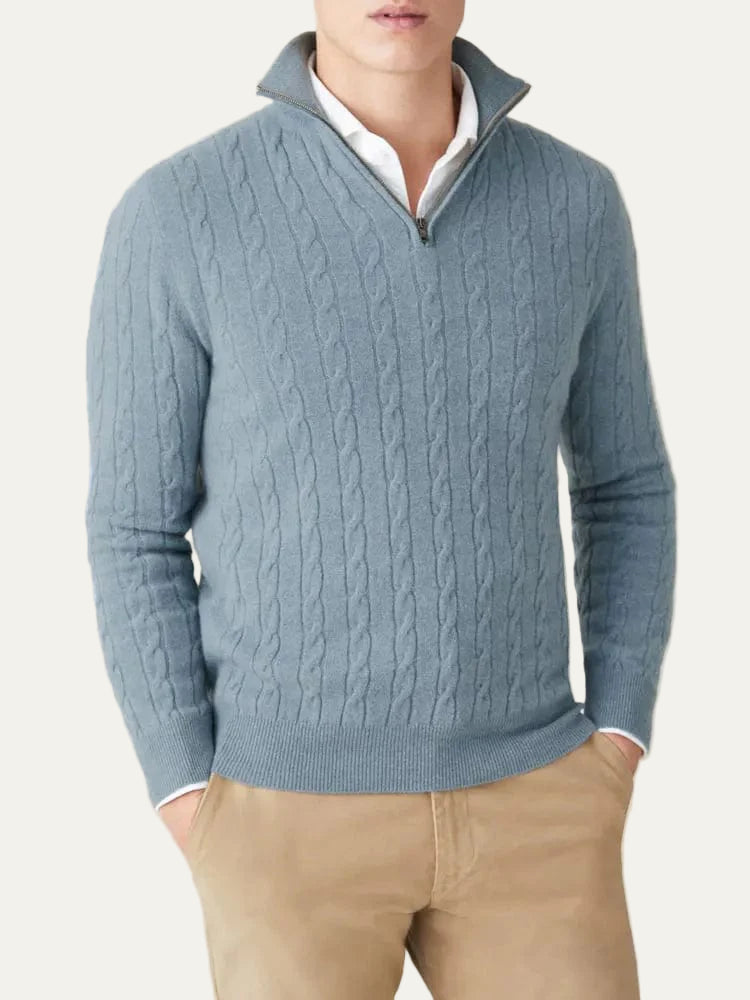 Pull Homme Col Zippé Molleton Doux