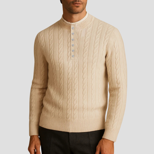 VogeLuxe | Pull homme texturé à col rond et boutons 0