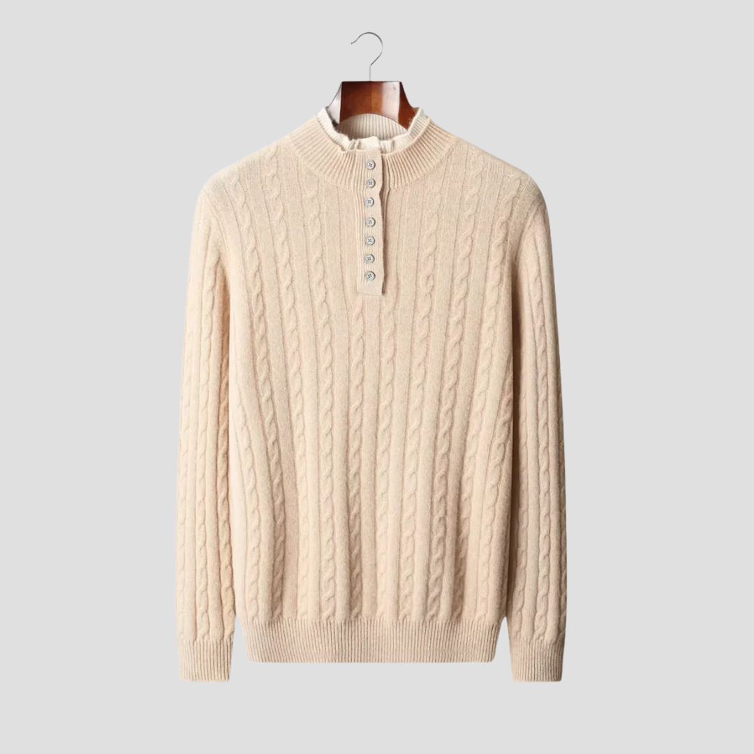 VogeLuxe | Pull homme texturé à col rond et boutons 1