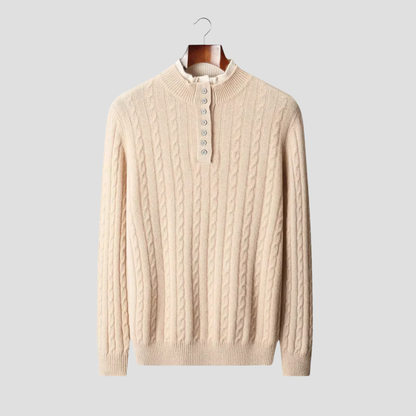 VogeLuxe | Pull homme texturé à col rond et boutons 1