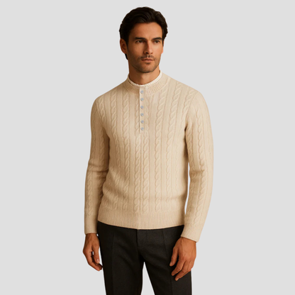 VogeLuxe | Pull homme texturé à col rond et boutons 2