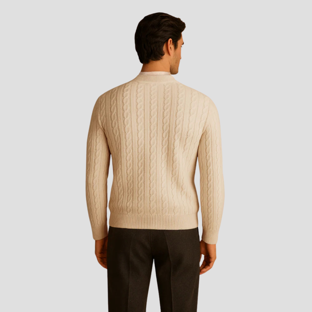 VogeLuxe | Pull homme texturé à col rond et boutons 3