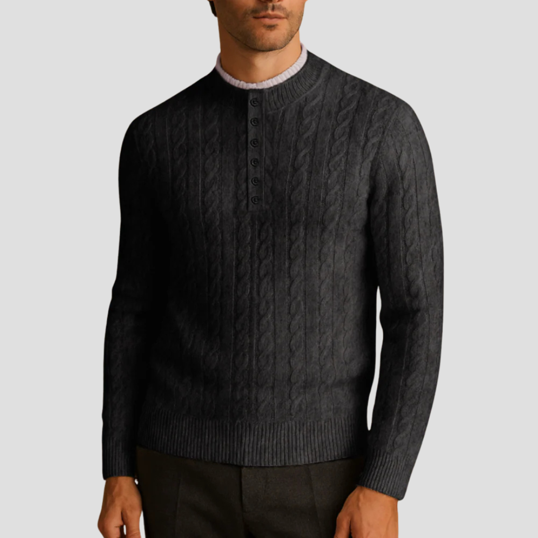VogeLuxe | Pull homme texturé à col rond et boutons 4