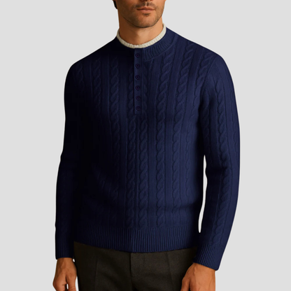 VogeLuxe | Pull homme texturé à col rond et boutons 5