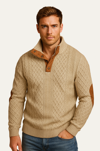 VogeLuxe | Pull jacquard à grosses torsades pour homme 0