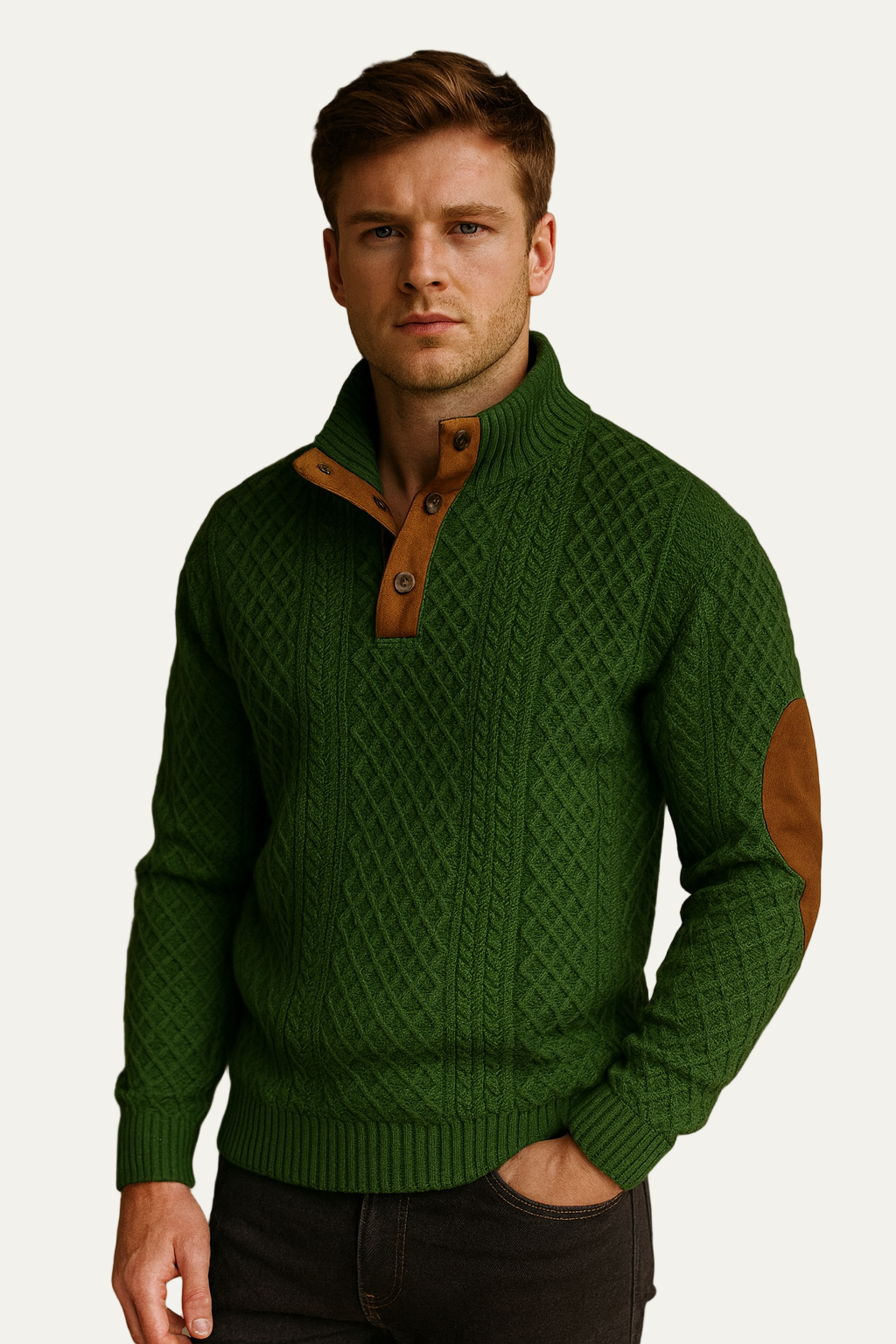 VogeLuxe | Pull jacquard à grosses torsades pour homme 1