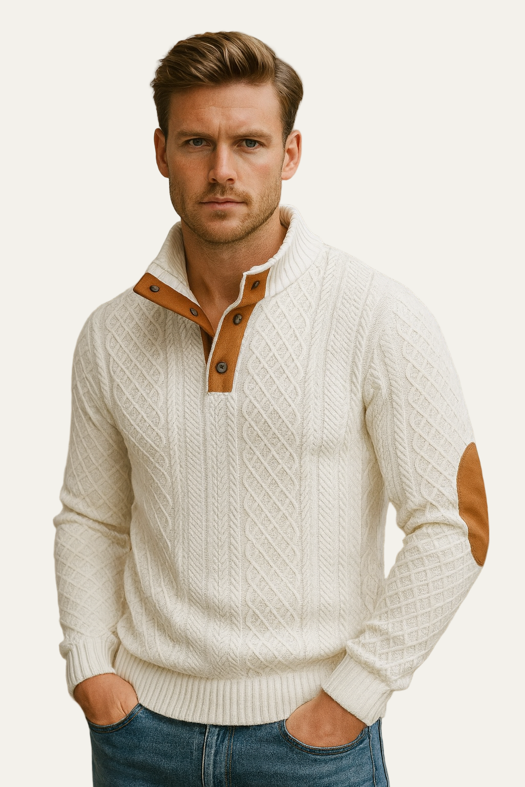VogeLuxe | Pull jacquard à grosses torsades pour homme 3