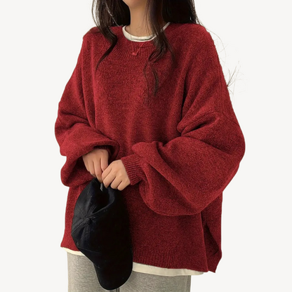 Pull femme décontracté oversize col rond
