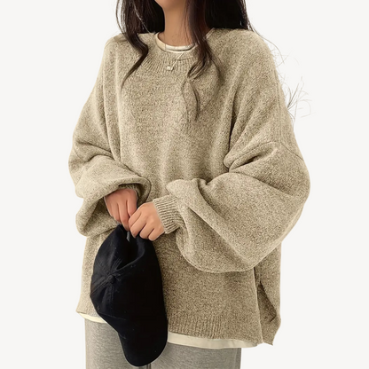 Pull femme décontracté oversize col rond