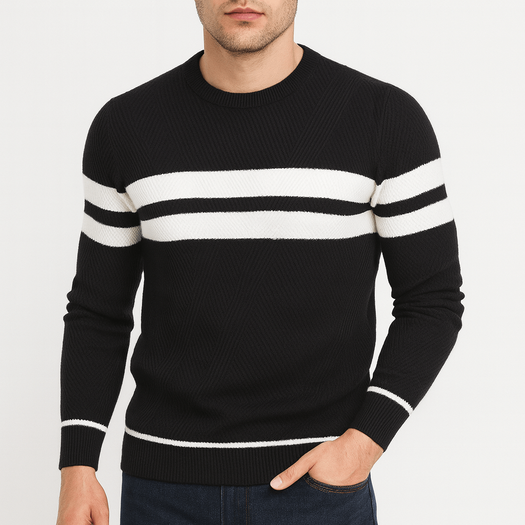 Pull à manches longues en patchwork décontracté pour homme