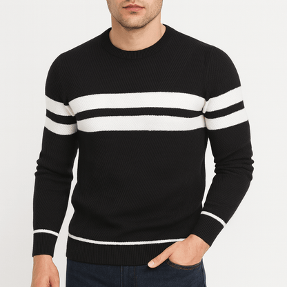 Pull à manches longues en patchwork décontracté pour homme
