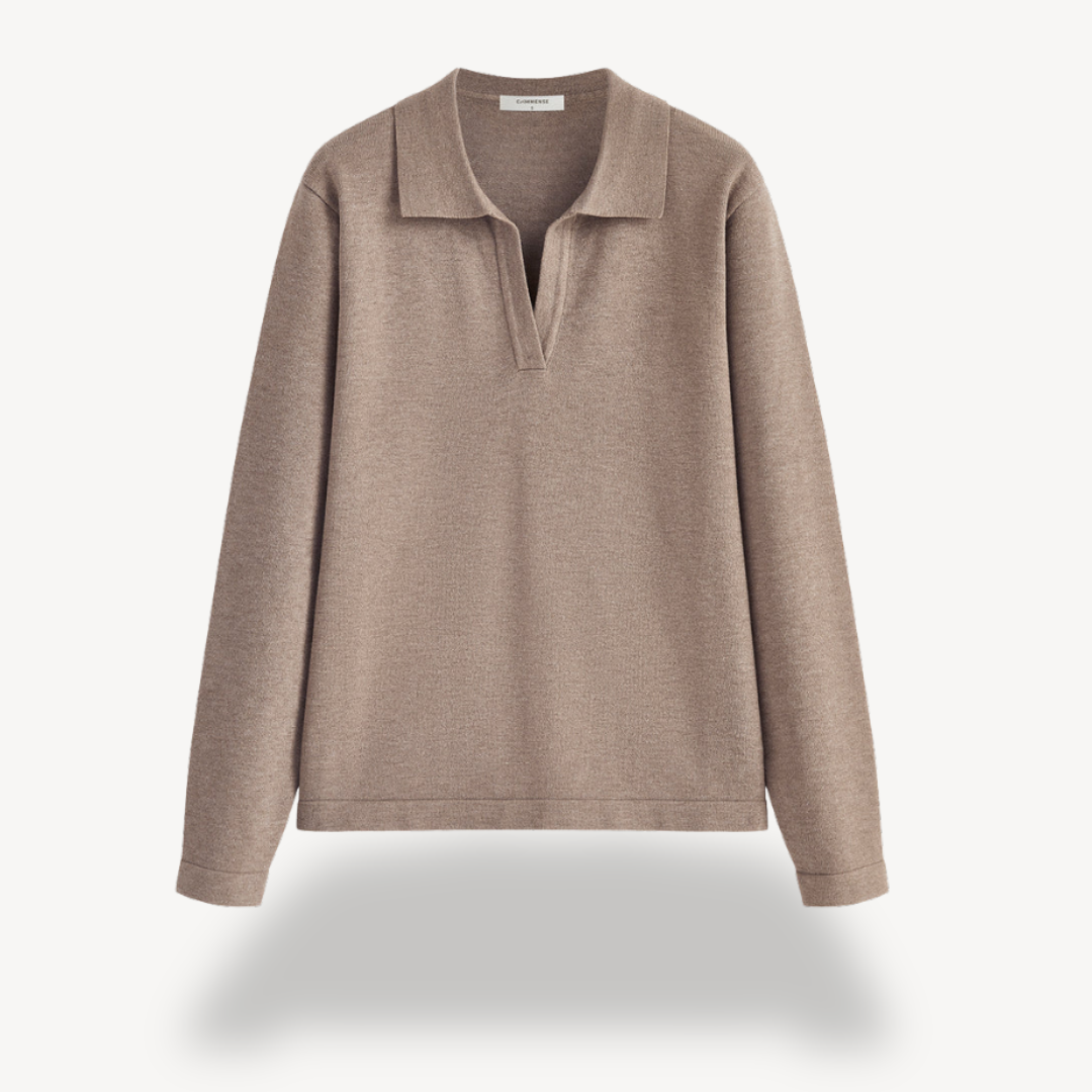VogeLuxe | Pull polo en maille à col V pour femme 3