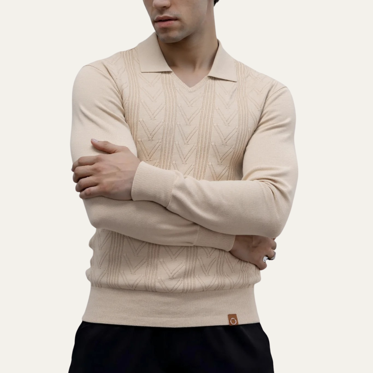VogeLuxe | Pull polo en maille à col V pour homme 1