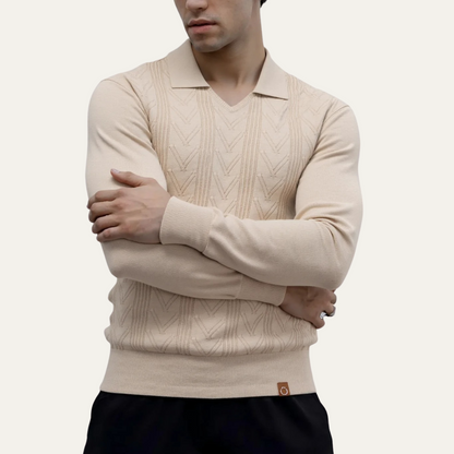 VogeLuxe | Pull polo en maille à col V pour homme 1