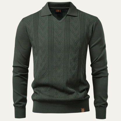 Pull Polo Homme Col V Coton Classique