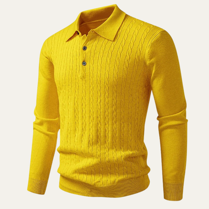 Pull Polo Homme Manches Longues Coton Classique