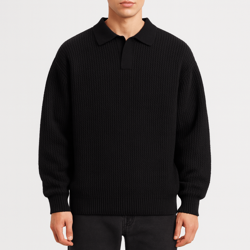 VogeLuxe | Pull polo en maille gaufrée pour homme 0