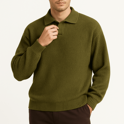 Pull Polo Homme en Maille Texturée