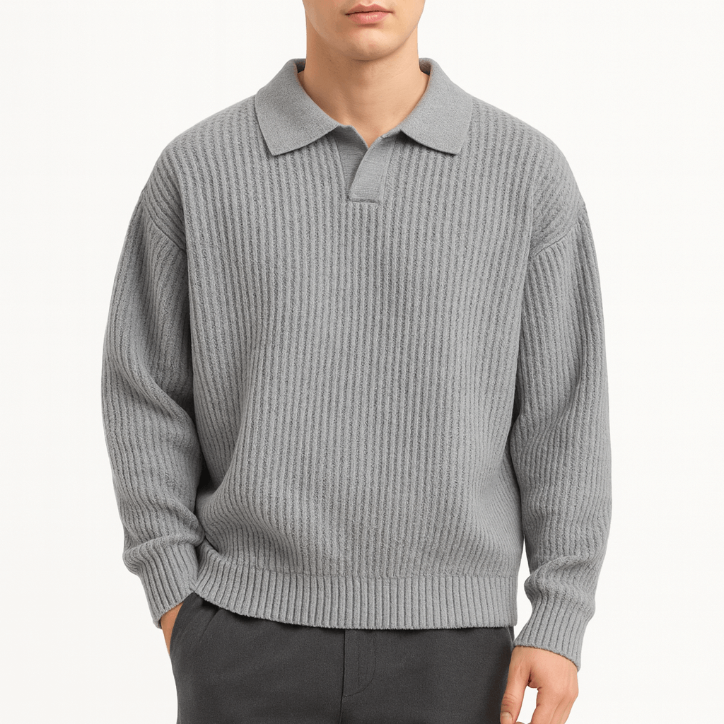 Pull Polo Homme en Maille Texturée