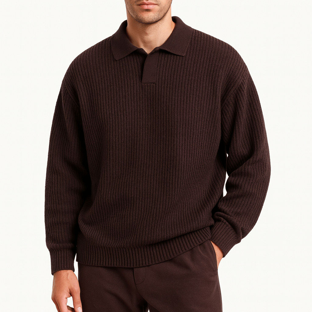 Pull Polo Homme en Maille Texturée
