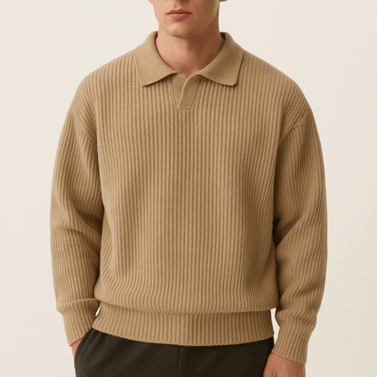 VogeLuxe | Pull polo en maille gaufrée pour homme 4