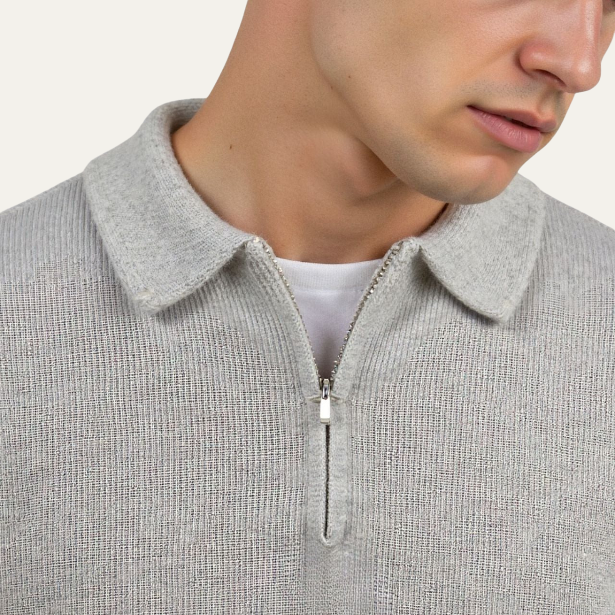 VogeLuxe | Pull polo rayé en maille pour homme 3