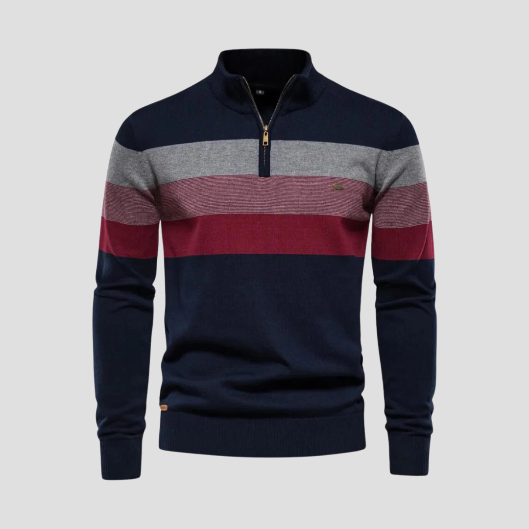 VogeLuxe | Pull rayé à col zippé pour homme 0
