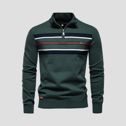 VogeLuxe | Pull rayé à col zippé pour homme 0