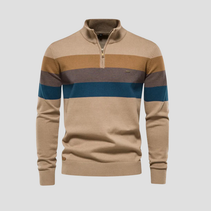 VogeLuxe | Pull rayé à col zippé pour homme 1